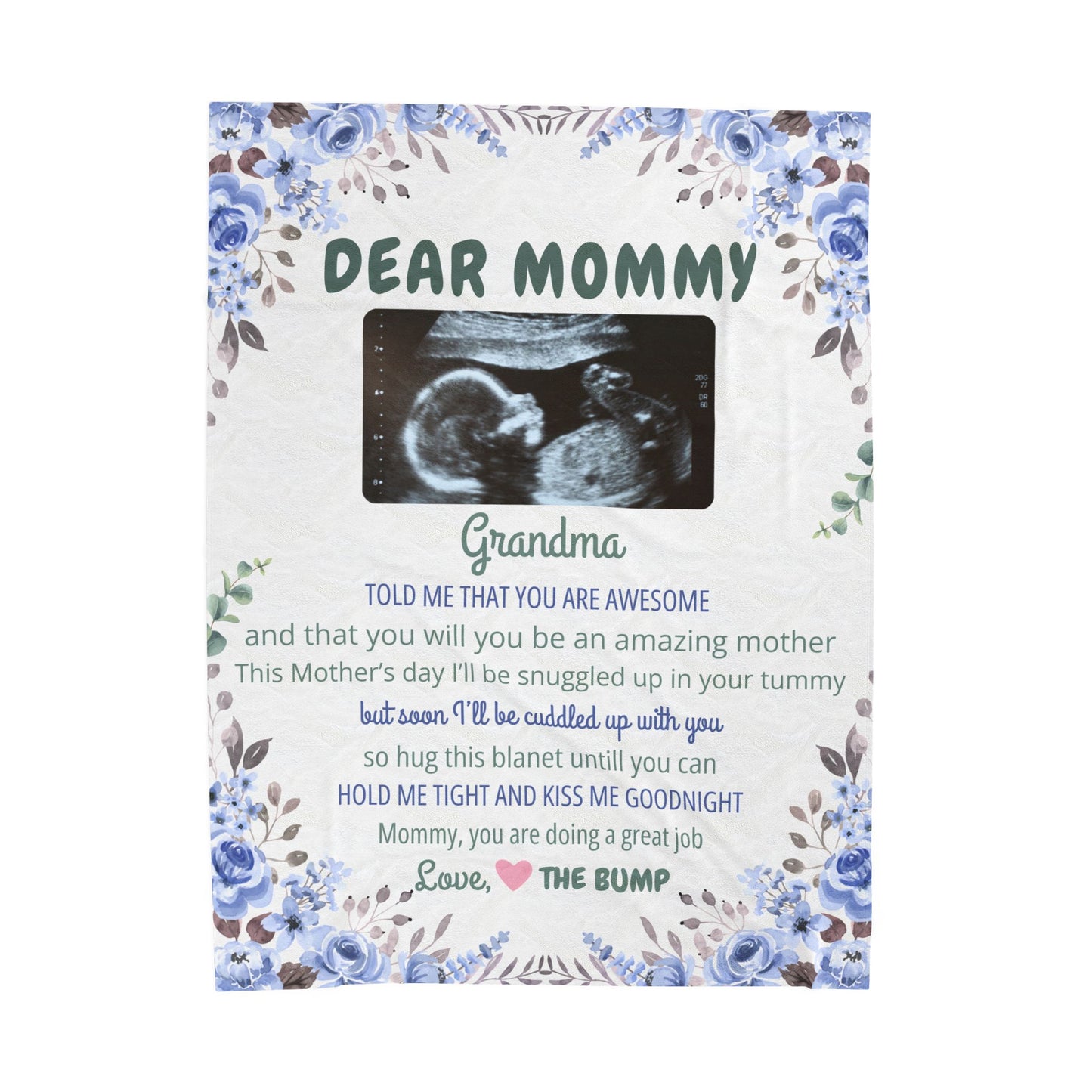 Velveteen Plush Blanket - Dear Mommy Personalized Gift for Expecting Moms