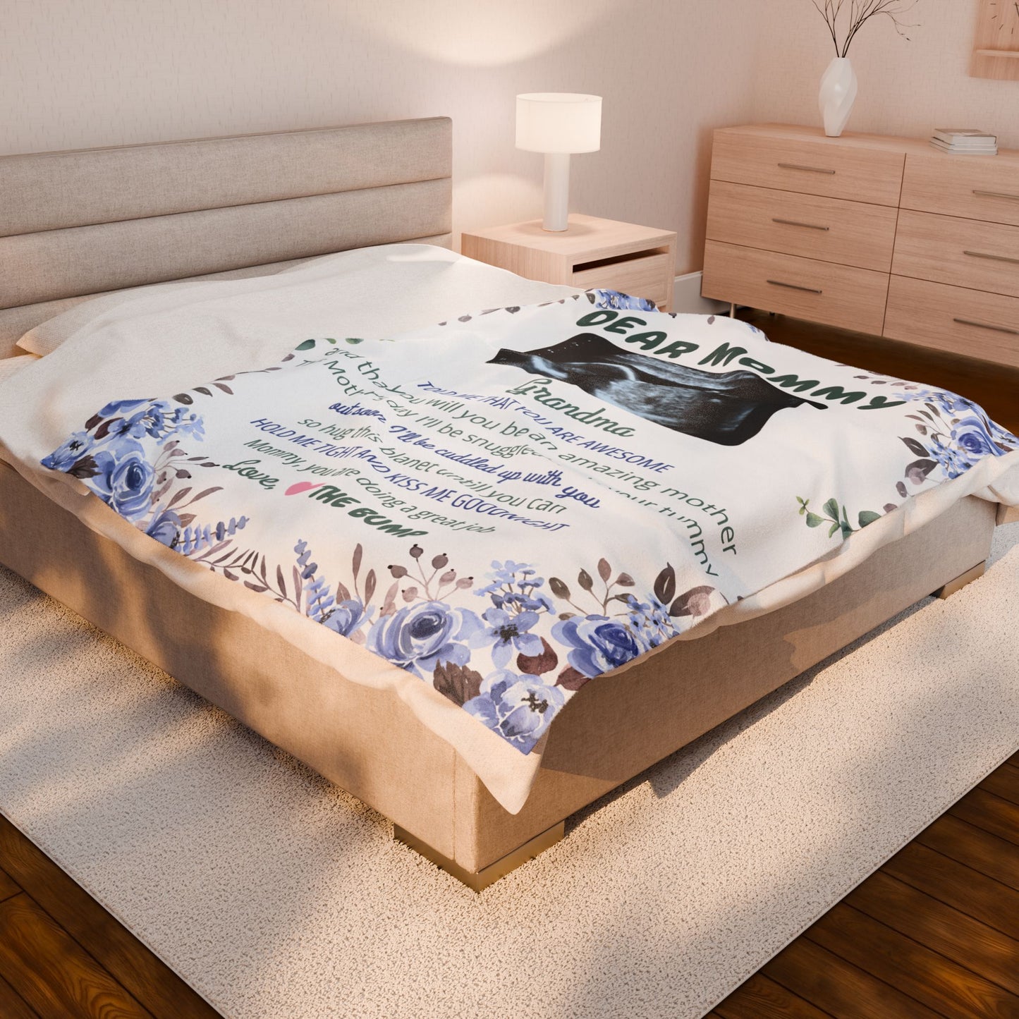 Velveteen Plush Blanket - Dear Mommy Personalized Gift for Expecting Moms
