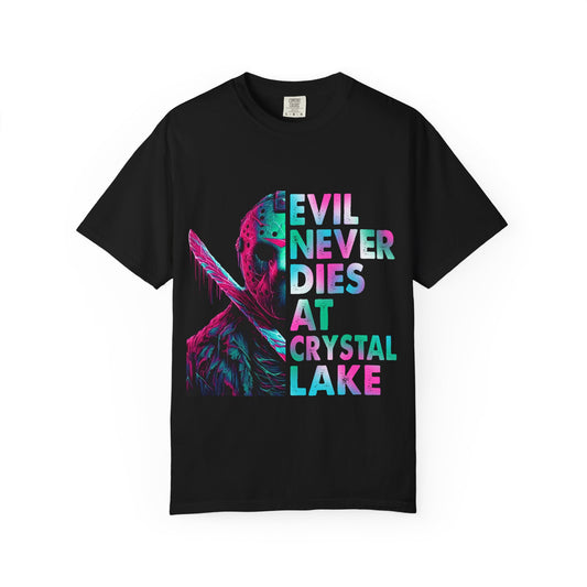 Evil Never Dies T-Shirt, Unisex Horror Shirt, Vintage Fan Apparel, Gift for Horror Lovers, Halloween-Themed Tee