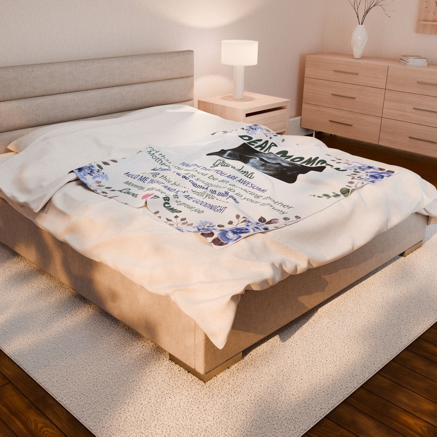 Plush Blanket for Mommy - 'Dear Mommy' Design