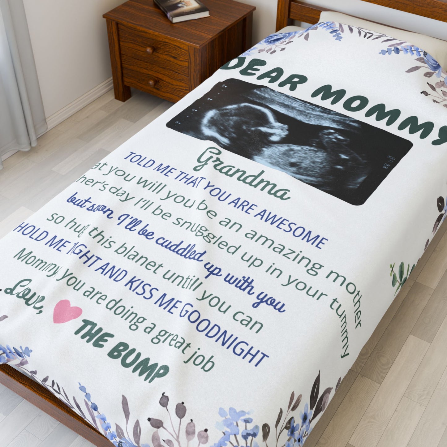 Velveteen Plush Blanket - Dear Mommy Personalized Gift for Expecting Moms