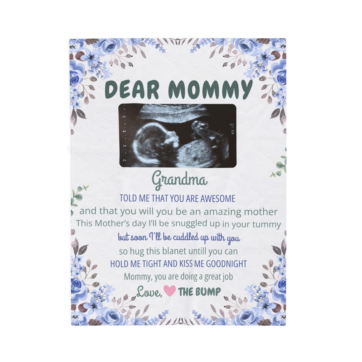 Velveteen Plush Blanket - Dear Mommy Personalized Gift for Expecting Moms