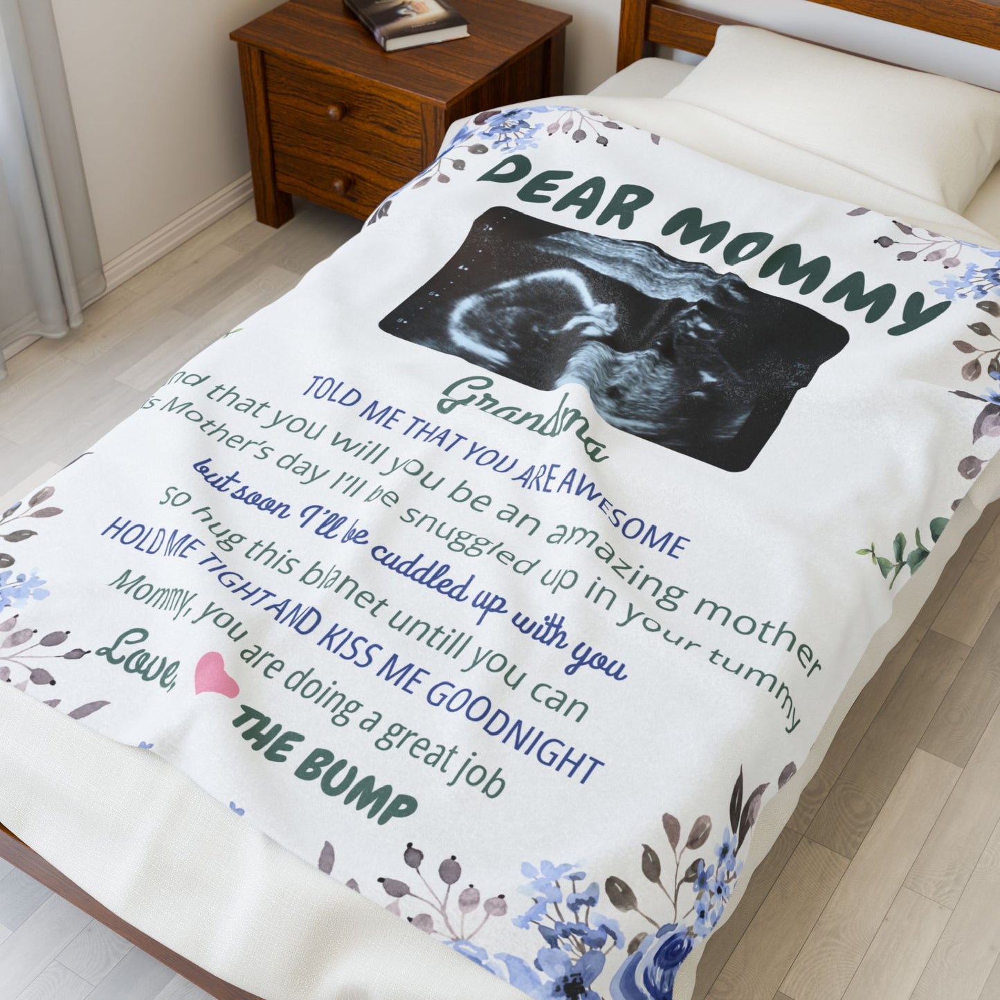 Velveteen Plush Blanket - Dear Mommy Personalized Gift for Expecting Moms