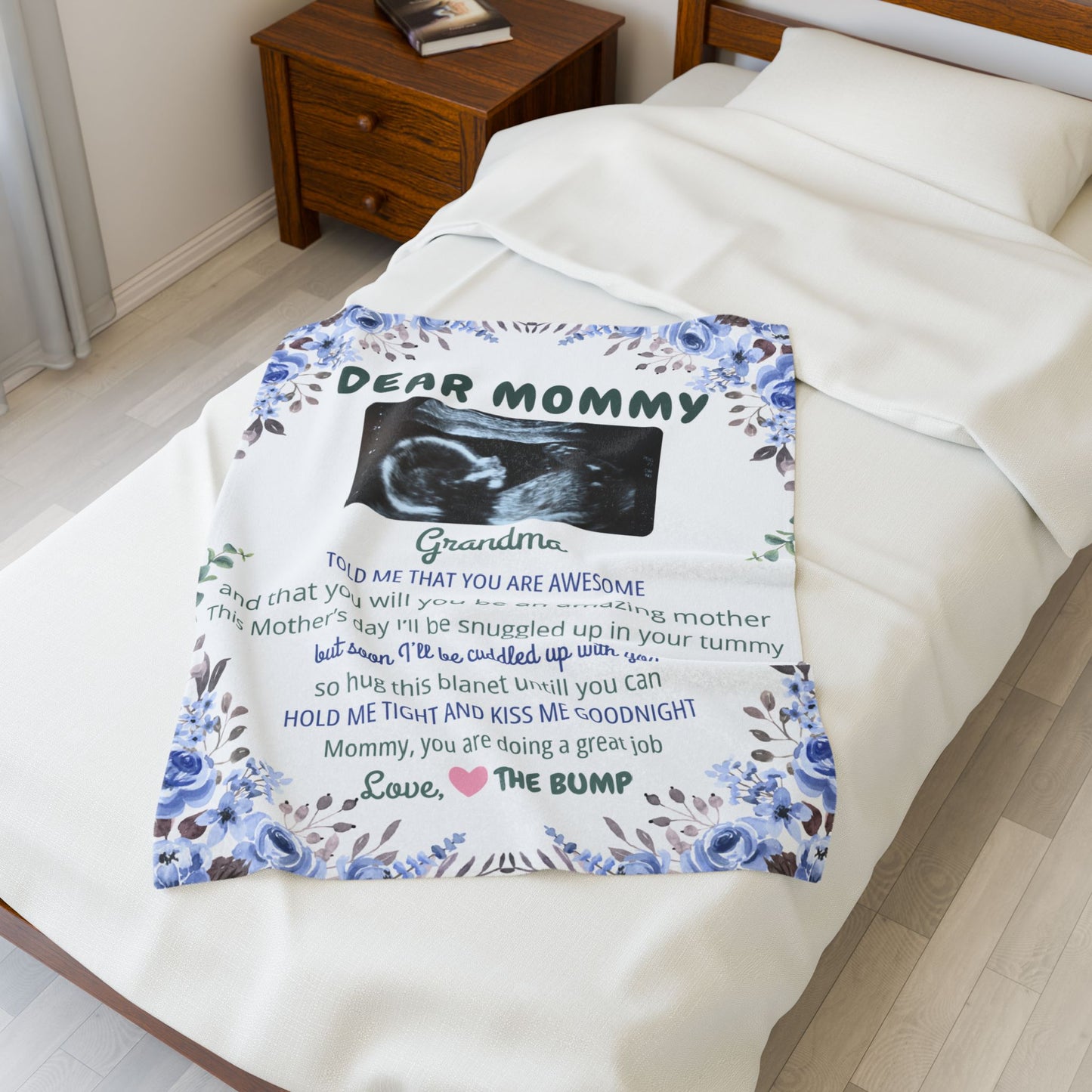 Velveteen Plush Blanket - Dear Mommy Personalized Gift for Expecting Moms