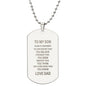 To My Son Engraved Dog Tag Necklace | From Dad