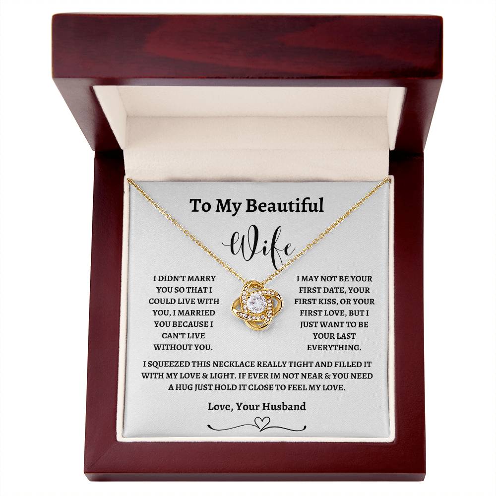 To My Beautiful Wife Love Knot Necklace