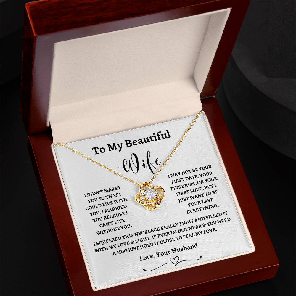 To My Beautiful Wife Love Knot Necklace