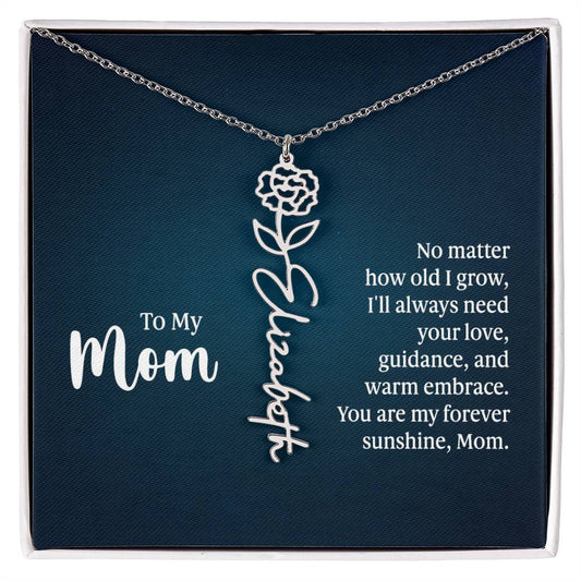 Flower Name Necklace For Mom