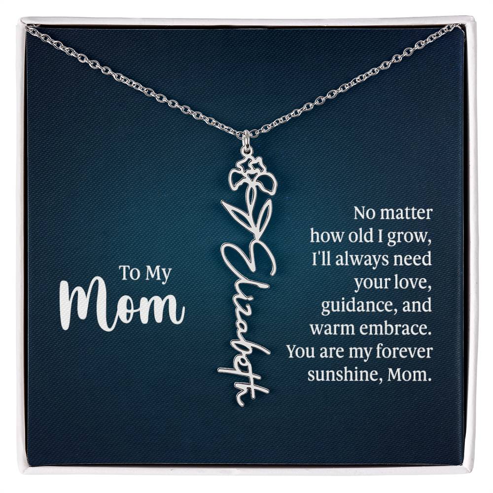 Flower Name Necklace For Mom
