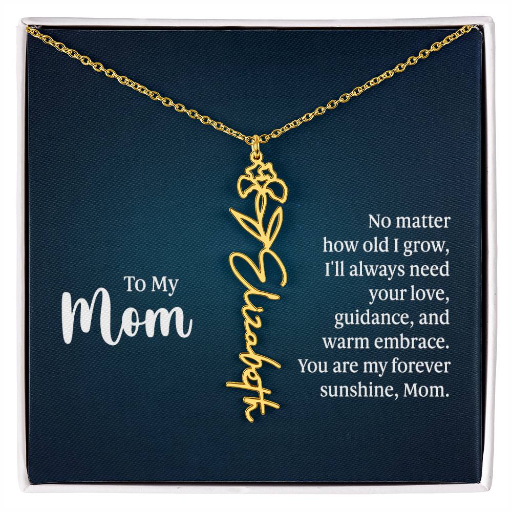 Flower Name Necklace For Mom