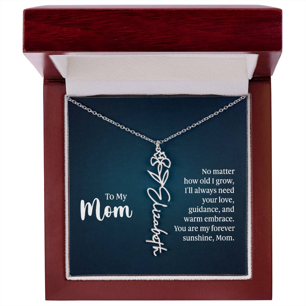 Flower Name Necklace For Mom