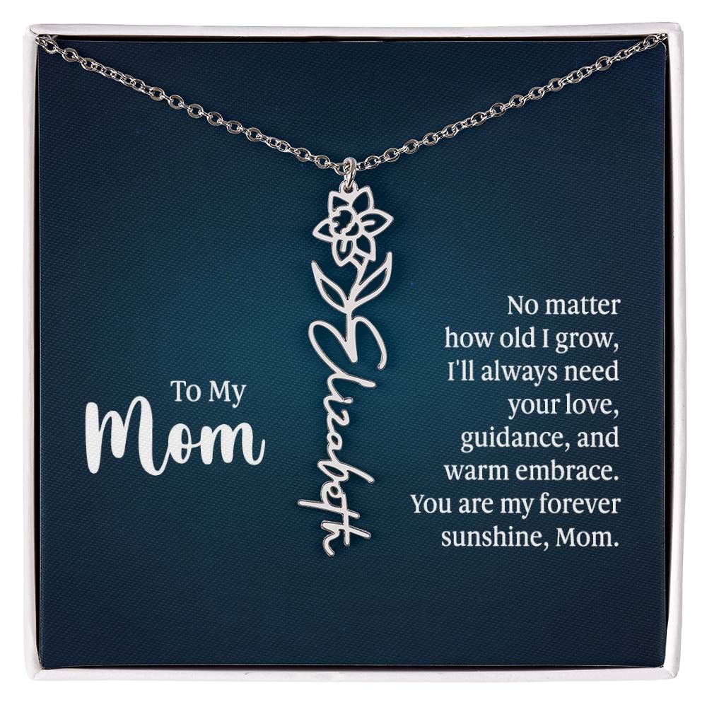 Flower Name Necklace For Mom