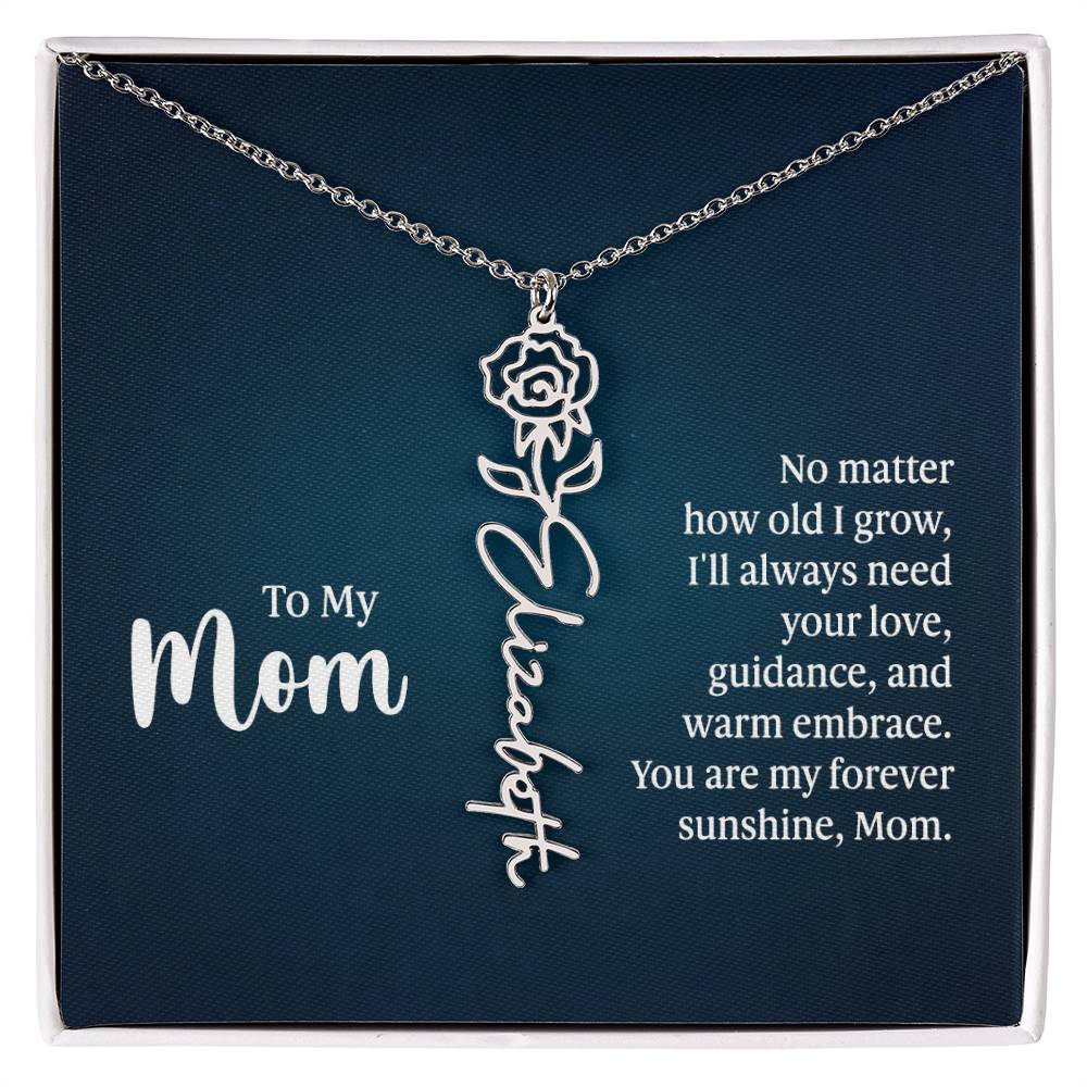 Flower Name Necklace For Mom