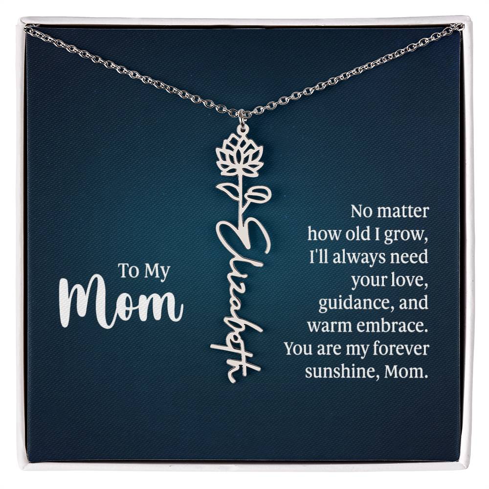 Flower Name Necklace For Mom