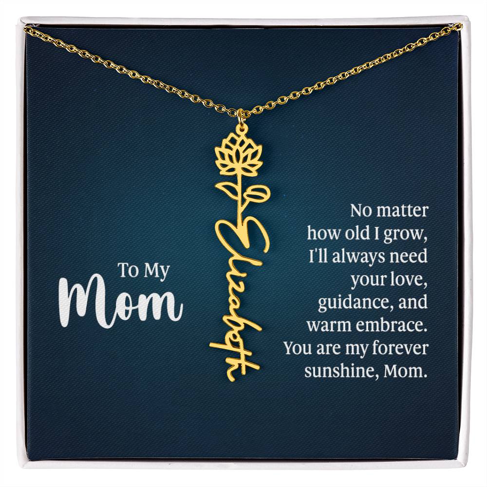 Flower Name Necklace For Mom