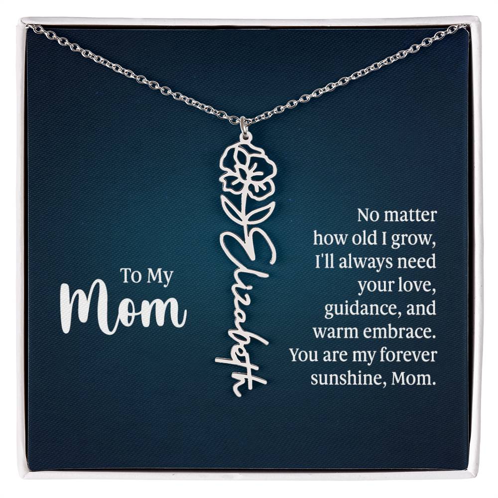 Flower Name Necklace For Mom