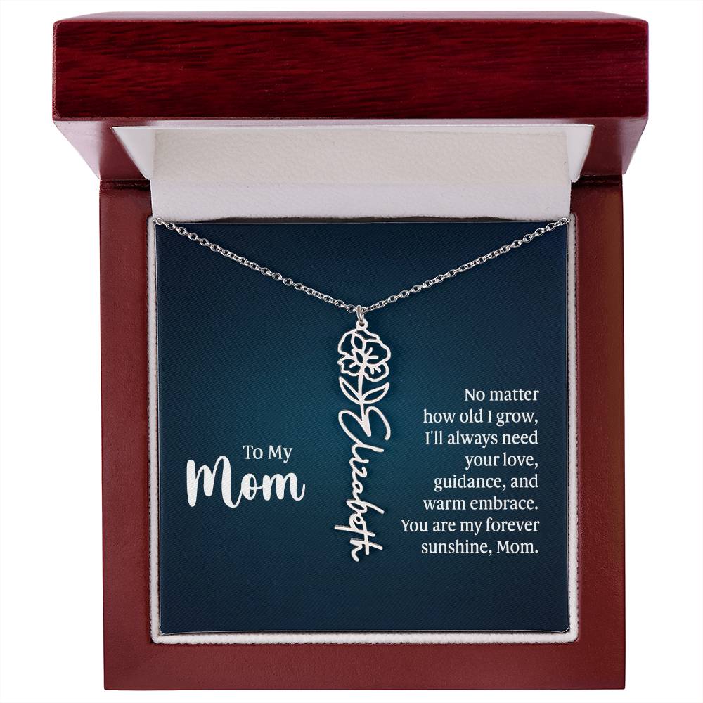 Flower Name Necklace For Mom