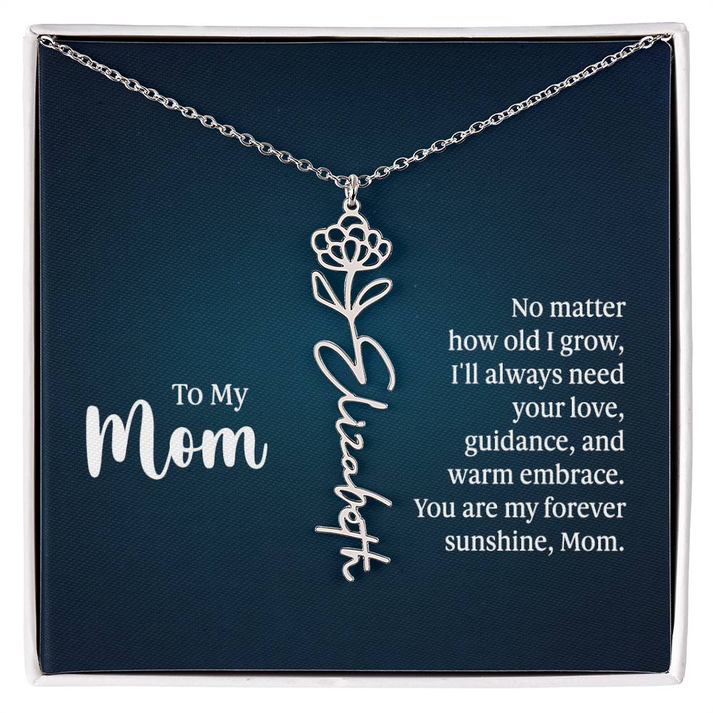 Flower Name Necklace For Mom