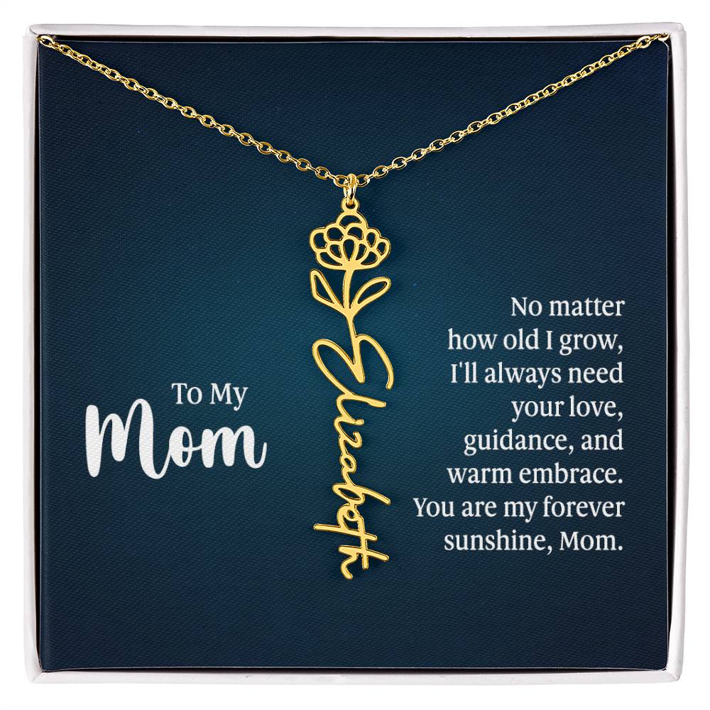 Flower Name Necklace For Mom