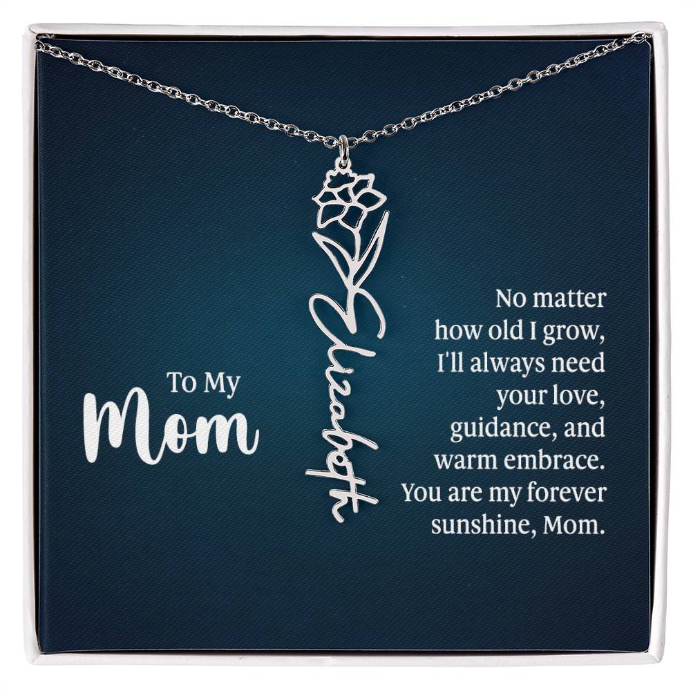Flower Name Necklace For Mom