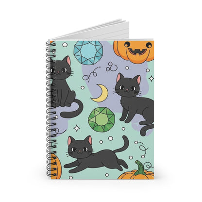 Cute Cat & Pumpkin Spiral Notebook - Perfect for Halloween, Journaling, School, Cat Lovers, Note-Taking, Gift Idea!