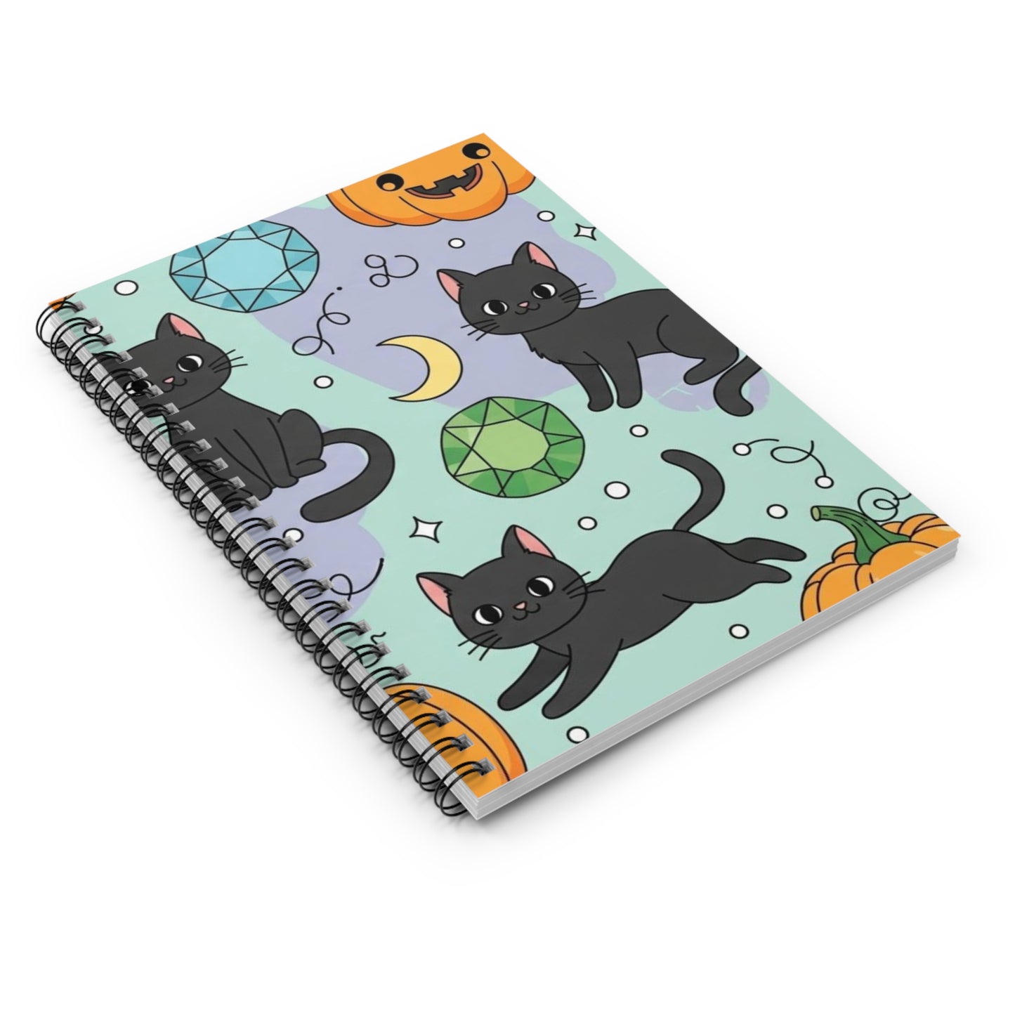 Cute Cat & Pumpkin Spiral Notebook - Perfect for Halloween, Journaling, School, Cat Lovers, Note-Taking, Gift Idea!