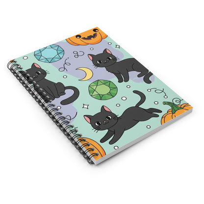 Cute Cat & Pumpkin Spiral Notebook - Perfect for Halloween, Journaling, School, Cat Lovers, Note-Taking, Gift Idea!