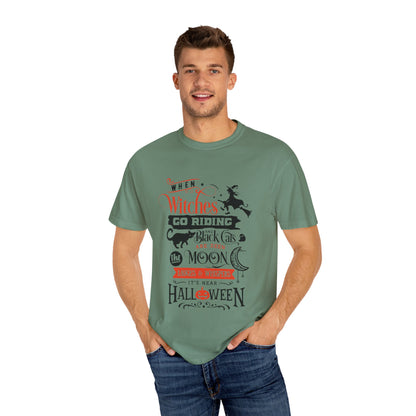 Halloween Witches T-Shirt, Spooky Tee, Unisex Graphic Shirt, Perfect for Fall Celebrations, Cat Lovers Gift, Witchy Apparel