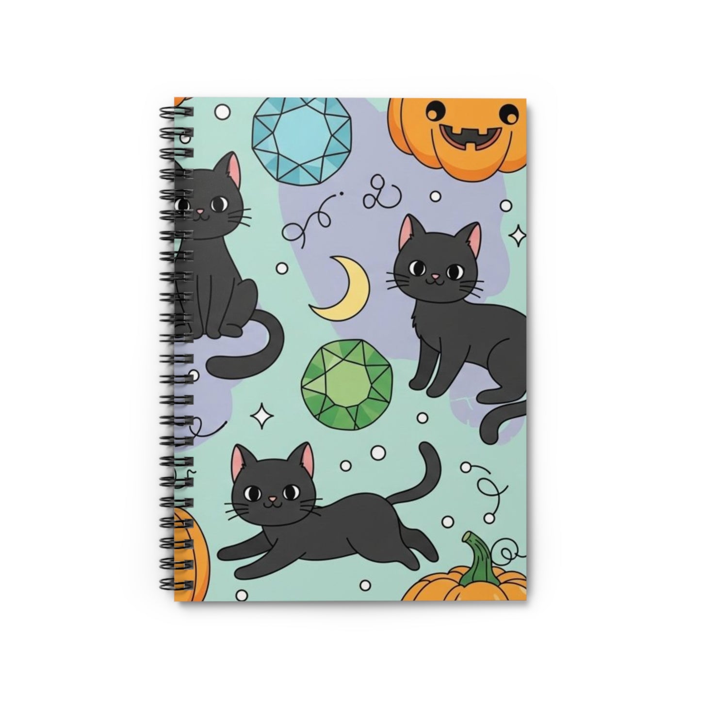 Cute Cat & Pumpkin Spiral Notebook - Perfect for Halloween, Journaling, School, Cat Lovers, Note-Taking, Gift Idea!