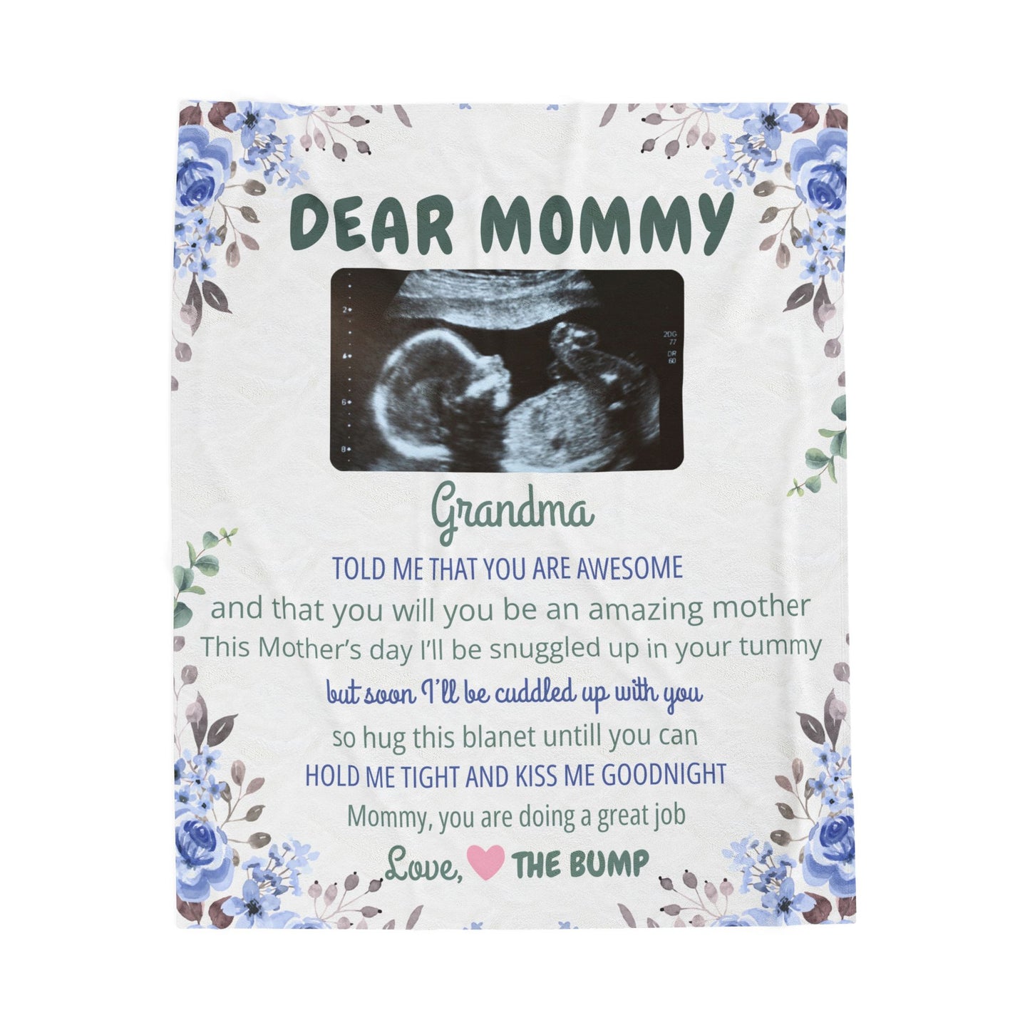 Velveteen Plush Blanket - Dear Mommy Personalized Gift for Expecting Moms