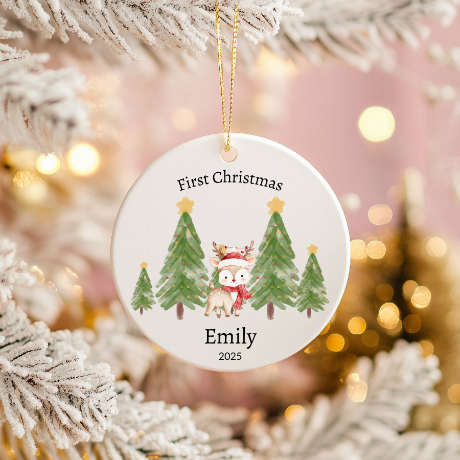 First Christmas Baby Ornament Ceramic Decoration Ornament Baby Gift Family Gift