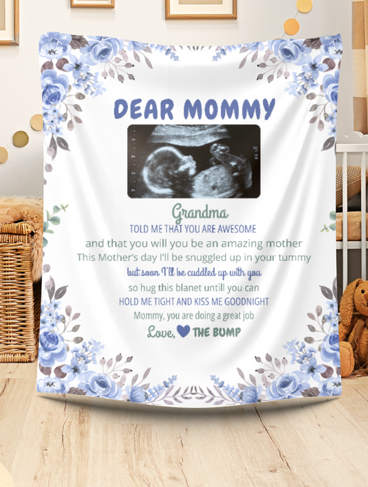 Velveteen Plush Blanket - Dear Mommy Personalized Gift for Expecting Moms