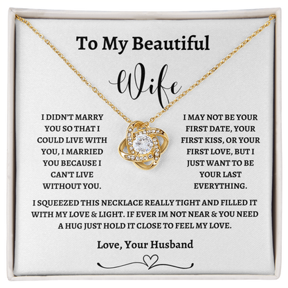 To My Beautiful Wife Love Knot Necklace