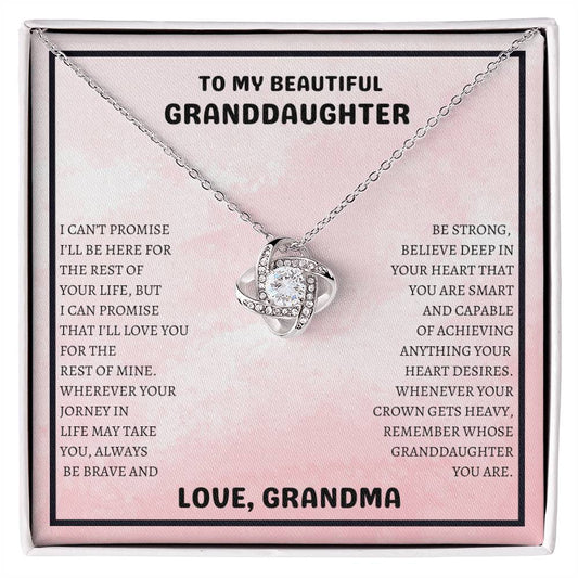 To My Beautiful Granddaughter | Always Be Brave And Strong | Love Knot Necklace