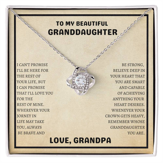 To My Beautiful Granddaughter | Always Be Brave And Strong | Love Knot Necklace