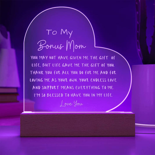 To My Bonus Mom Light Up Plaque