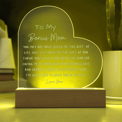 To My Bonus Mom Light Up Plaque