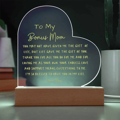 To My Bonus Mom Light Up Plaque