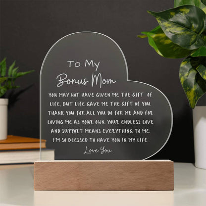 To My Bonus Mom Light Up Plaque
