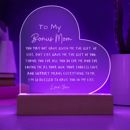 To My Bonus Mom Light Up Plaque