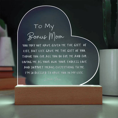 To My Bonus Mom Light Up Plaque