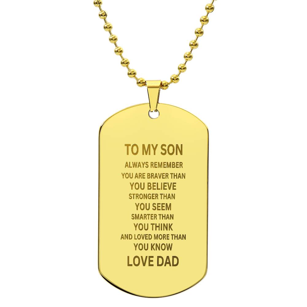 To My Son Engraved Dog Tag Necklace | From Dad